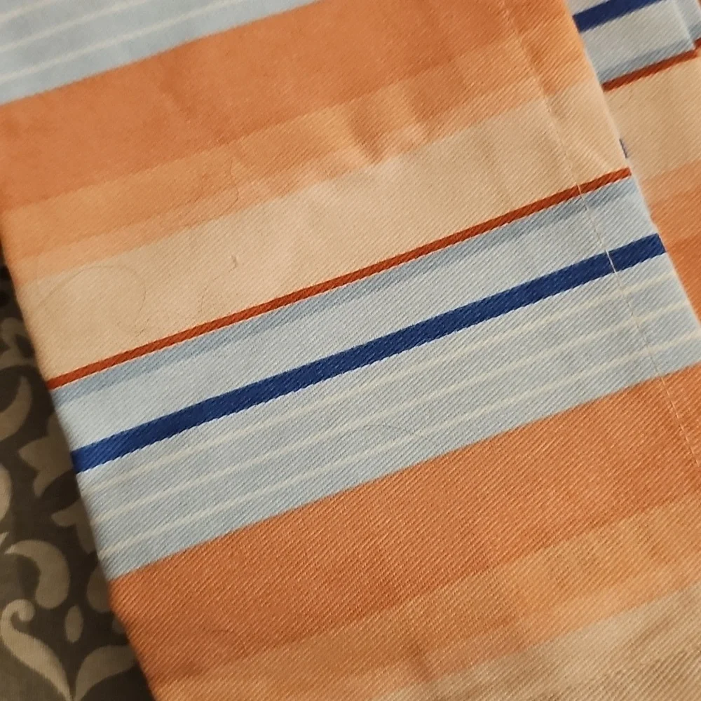 Pier 1 Imports Striped Orange and Blue Table Napkins Table Linen Set of 8